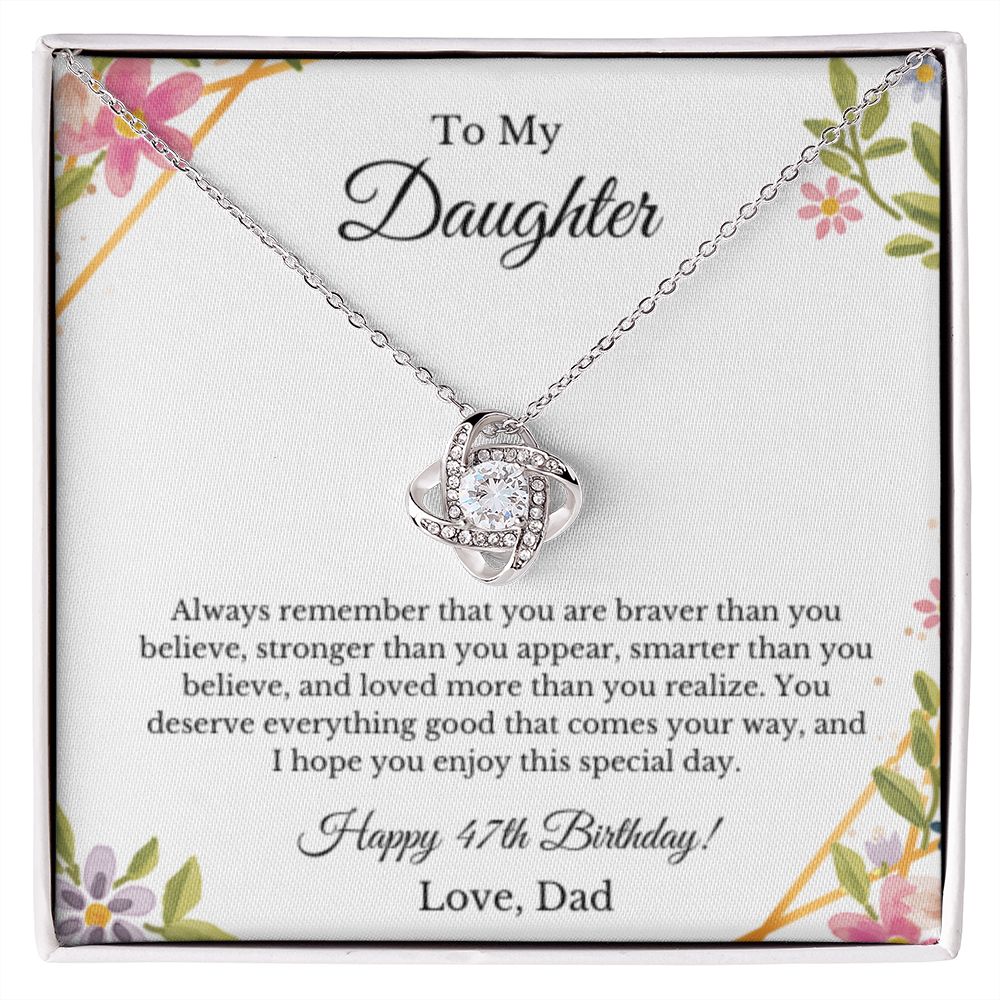 Daughter's 47th Birthday Necklace Gift With Message Card, To My Daughter 47th Birthday Gift From Dad