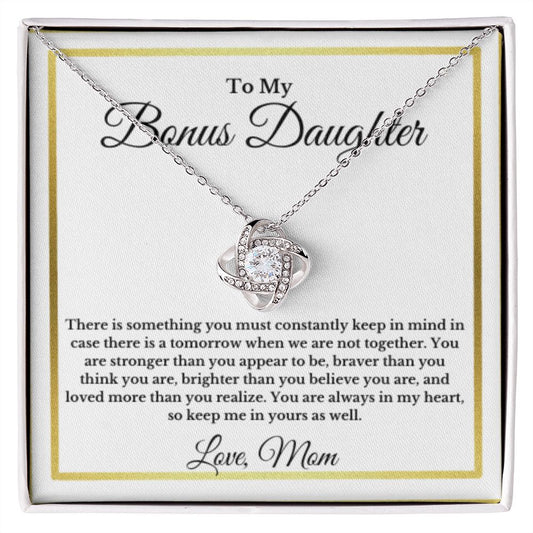 Bonus Daughter Necklace, Mother to Daughter Gift, Step Daughter Jewelry, Birthday Gift, Message Card