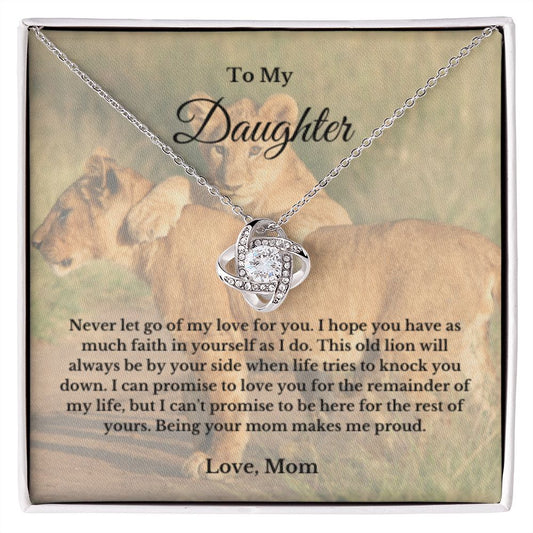To My Daughter Necklace, Mom Daughter Necklace, Mother to Daughter Birthday Gift, Gifts to Daughter from Mom, Lion Message Card Necklace, Minimalist Jewelry