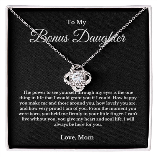 Bonus Daughter Necklace, Mother to Daughter Gift, Step Daughter Jewelry, Birthday Gift, Message Card