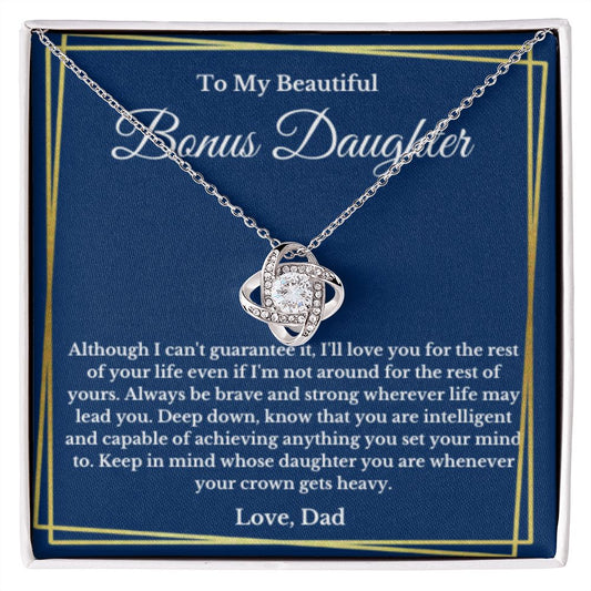 To My Bonus Daughter Necklace, Father Step Daughter Necklace, Birthday, Gifts to Bonus Daughter, Message Card Necklace
