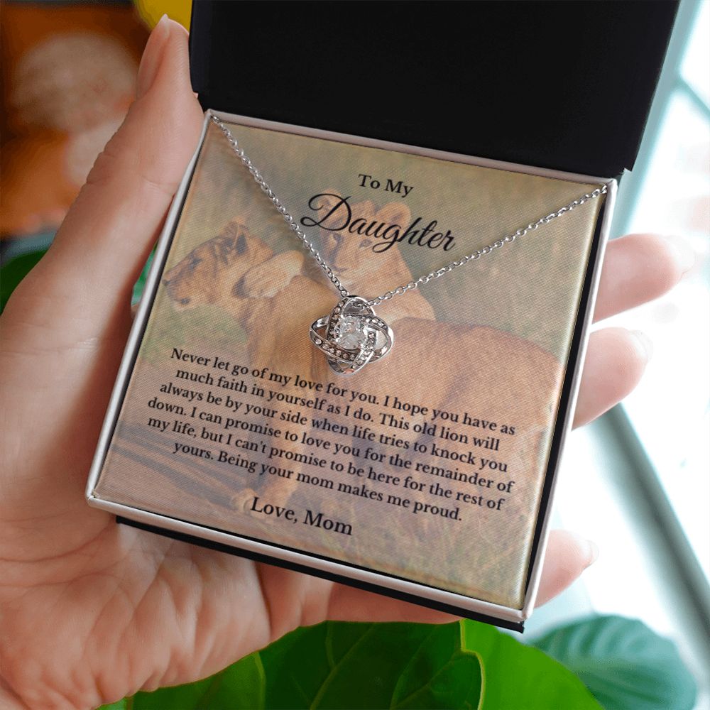 To My Daughter Necklace, Mom Daughter Necklace, Mother to Daughter Birthday Gift, Gifts to Daughter from Mom, Lion Message Card Necklace, Minimalist Jewelry