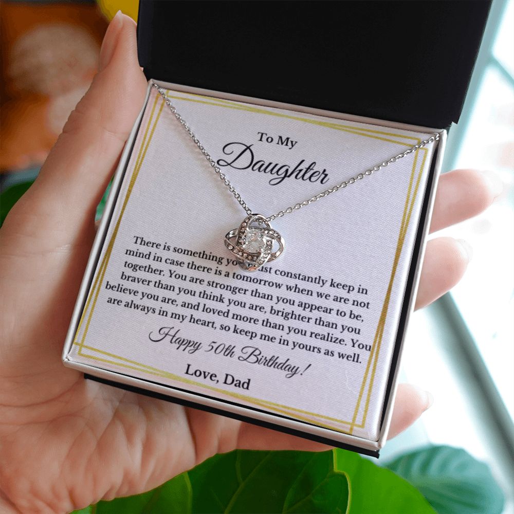 Daughter's 50th Birthday Necklace Gift With Message Card, To My Daughter 50th Birthday Gift From Dad