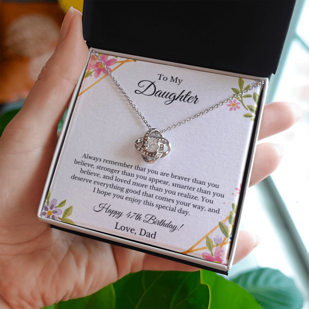 Daughter's 47th Birthday Necklace Gift With Message Card, To My Daughter 47th Birthday Gift From Dad