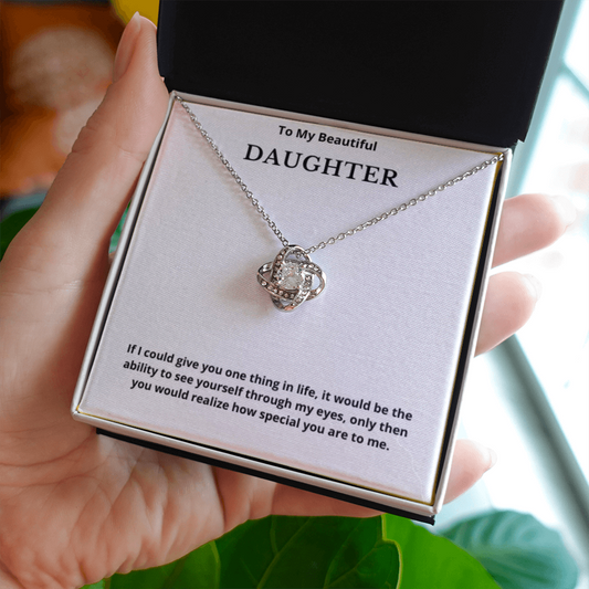 To My Beautiful Daughter Love Knot Necklace, Gift For Daughter From Mom, Daughter's Birthday, Daughter's Graduation, Daughter Jewelry