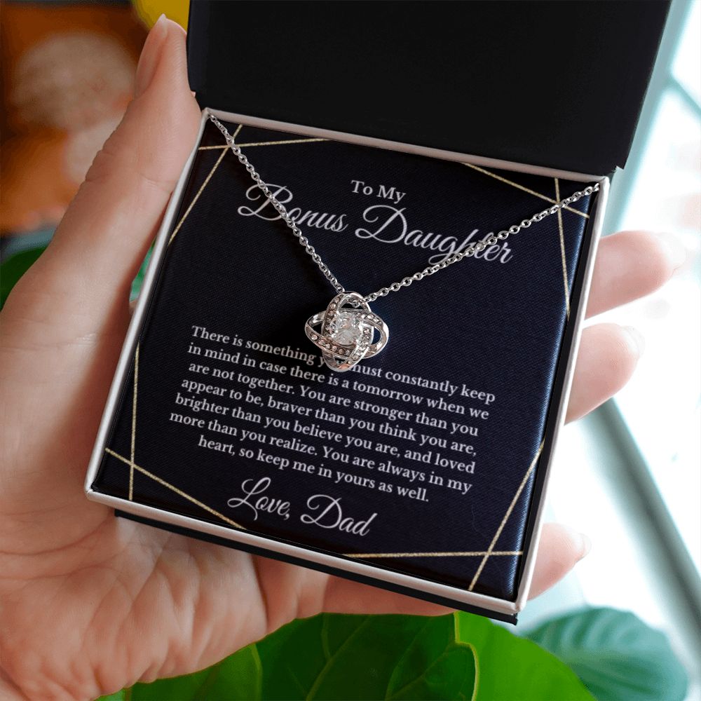 To My Bonus Daughter Necklace, Father Step Daughter Necklace, Birthday, Gifts to Bonus Daughter, Message Card Necklace