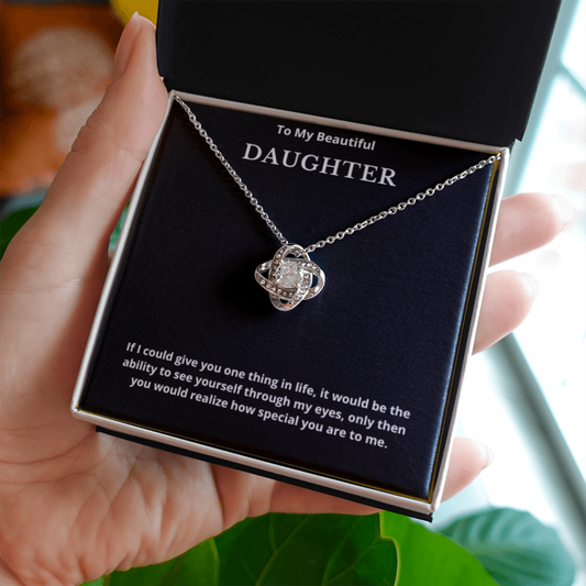 To My Beautiful Daughter Love Knot Necklace, Gift For Daughter From Mom, Daughter's Birthday, Daughter's Graduation, Daughter Jewelry