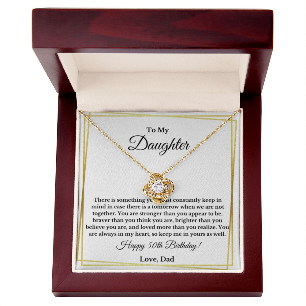 Daughter's 50th Birthday Necklace Gift With Message Card, To My Daughter 50th Birthday Gift From Dad