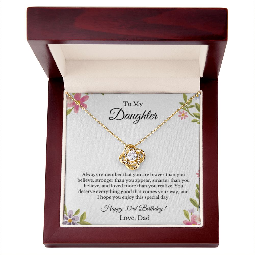 Daughter's 33rd Birthday Necklace Gift With Message Card, To My Daughter 33rd Birthday Gift From Dad