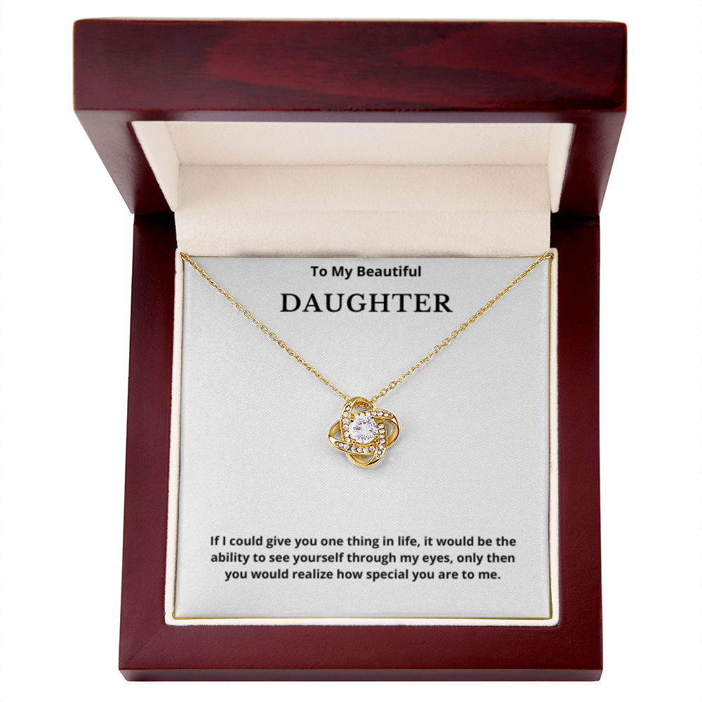To My Beautiful Daughter Love Knot Necklace, Gift For Daughter From Mom, Daughter's Birthday, Daughter's Graduation, Daughter Jewelry