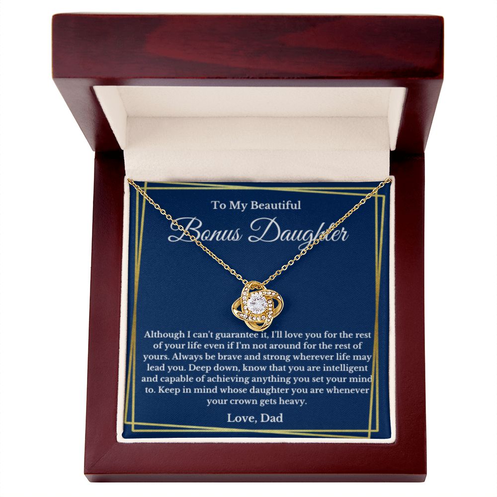 To My Bonus Daughter Necklace, Father Step Daughter Necklace, Birthday, Gifts to Bonus Daughter, Message Card Necklace