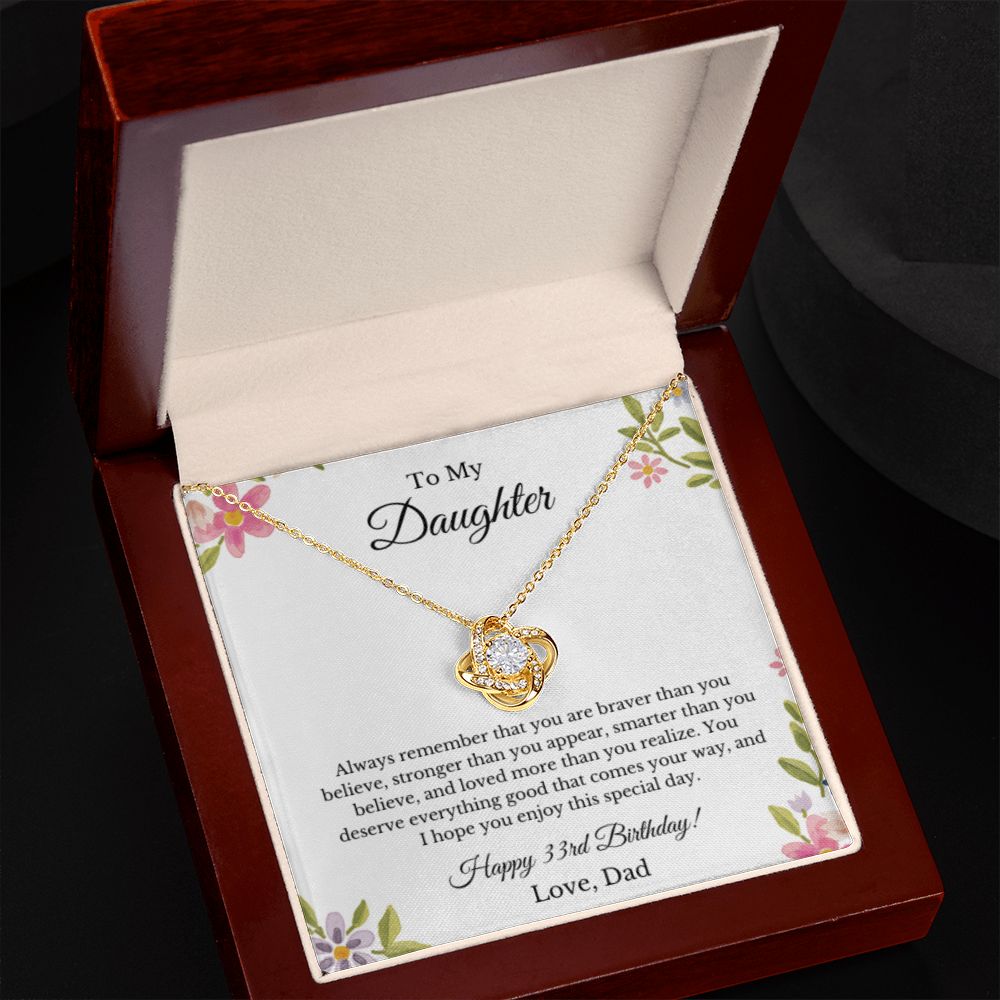 Daughter's 33rd Birthday Necklace Gift With Message Card, To My Daughter 33rd Birthday Gift From Dad