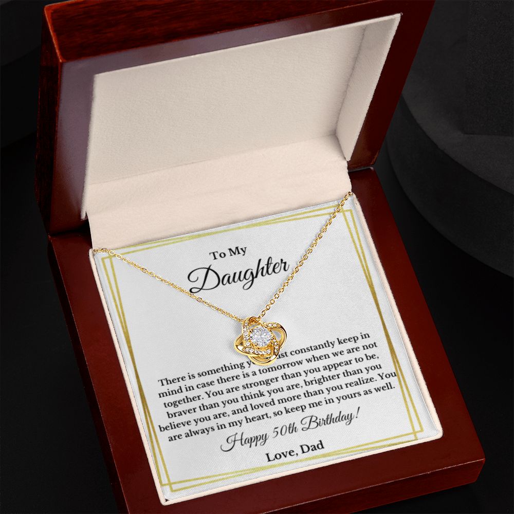 Daughter's 50th Birthday Necklace Gift With Message Card, To My Daughter 50th Birthday Gift From Dad
