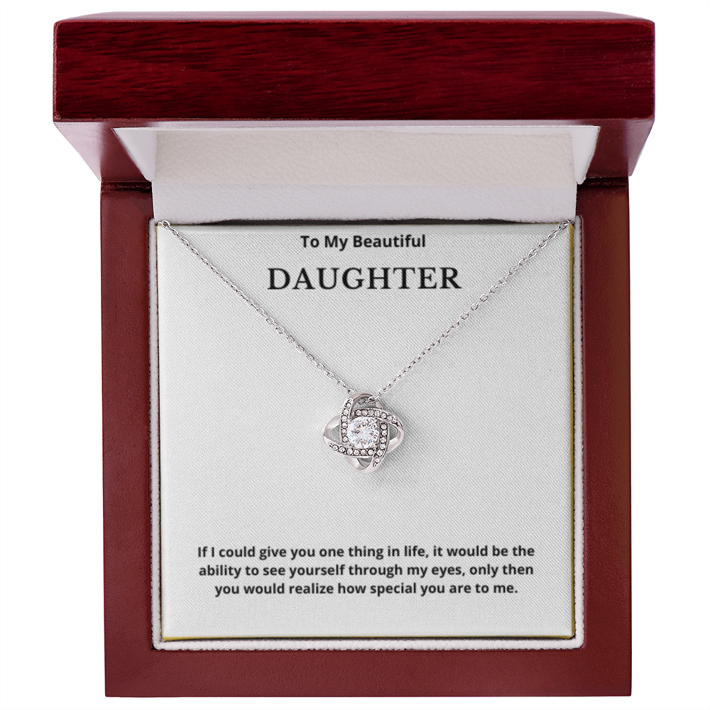 To My Beautiful Daughter Love Knot Necklace, Gift For Daughter From Mom, Daughter's Birthday, Daughter's Graduation, Daughter Jewelry
