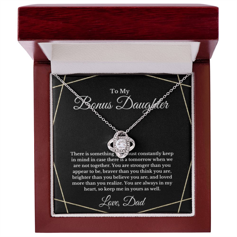 To My Bonus Daughter Necklace, Father Step Daughter Necklace, Birthday, Gifts to Bonus Daughter, Message Card Necklace