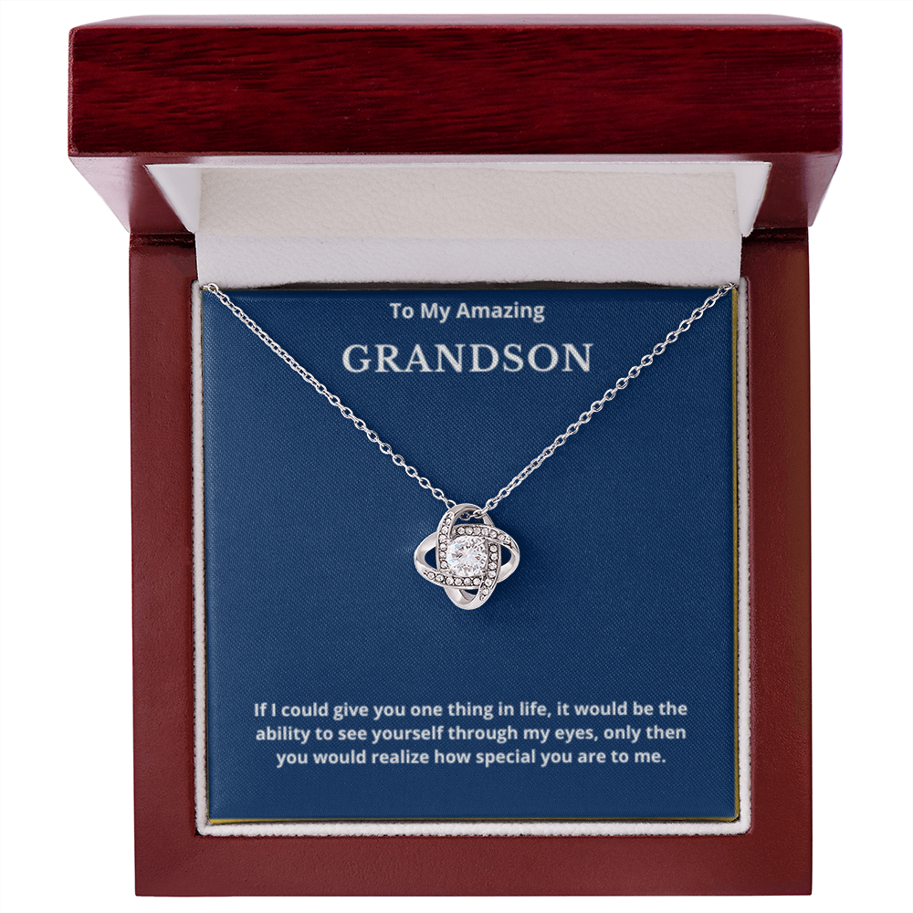 To Grandson Love Knot Necklace, Present For Grandson Birthday/Christmas Gifts For Grandson Necklace Grandson Jewelry Grandson Wedding Day Gifts
