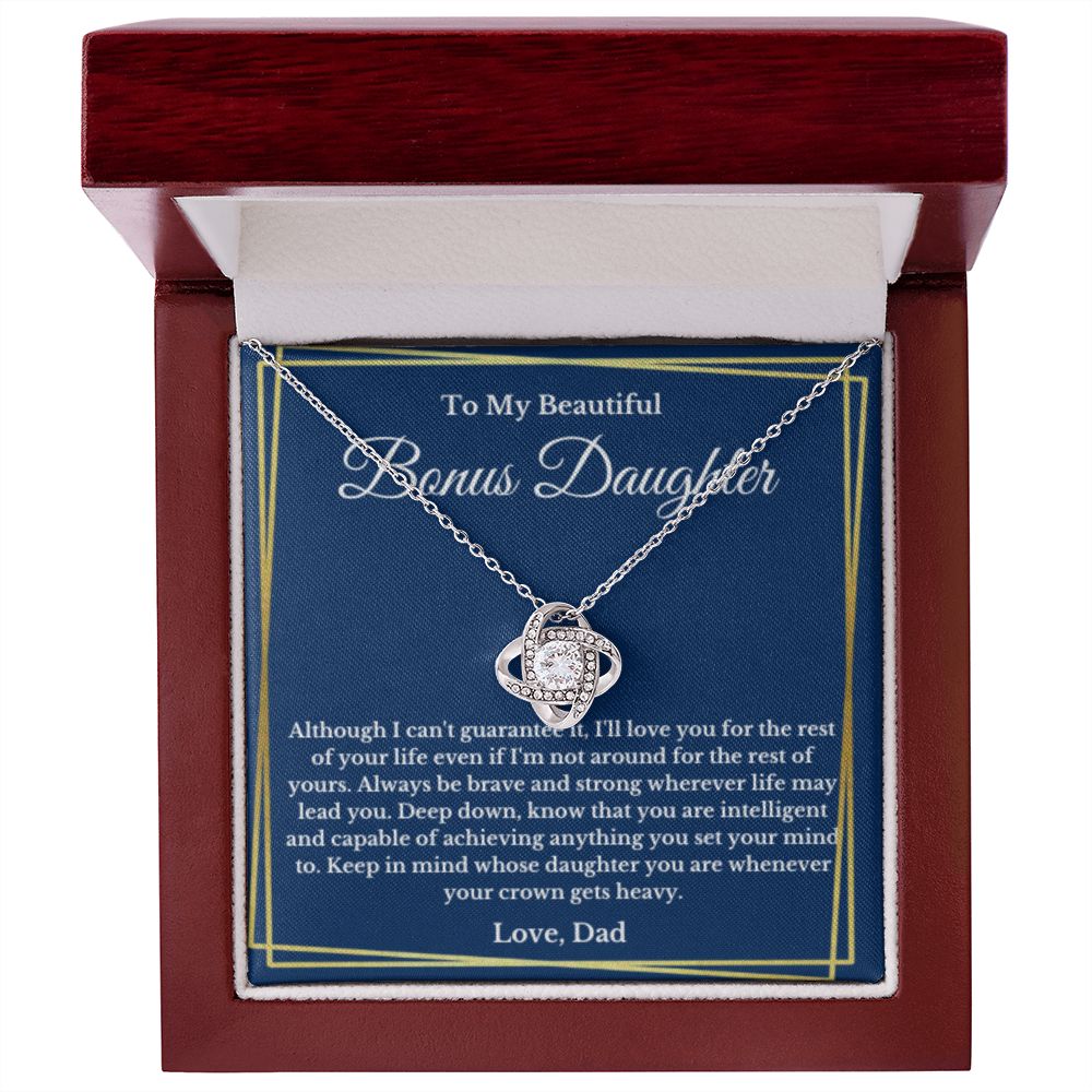 To My Bonus Daughter Necklace, Father Step Daughter Necklace, Birthday, Gifts to Bonus Daughter, Message Card Necklace
