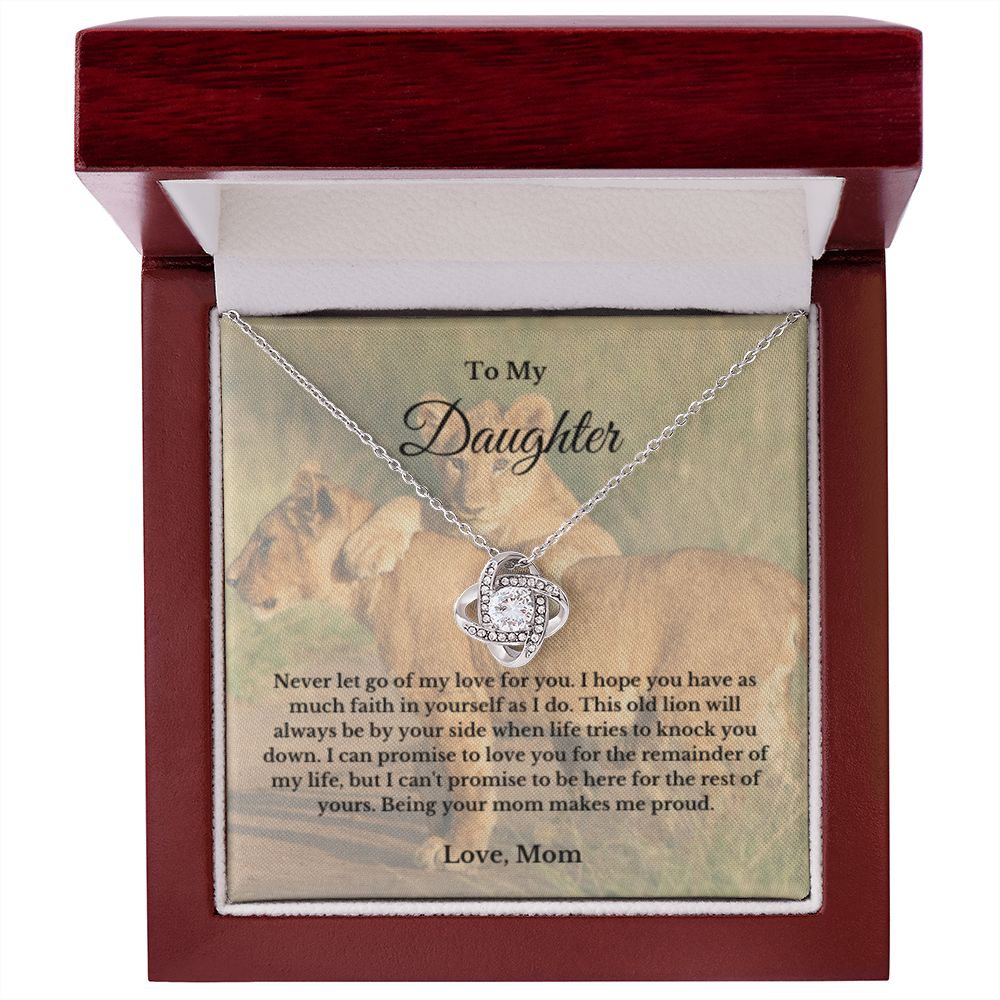 To My Daughter Necklace, Mom Daughter Necklace, Mother to Daughter Birthday Gift, Gifts to Daughter from Mom, Lion Message Card Necklace, Minimalist Jewelry