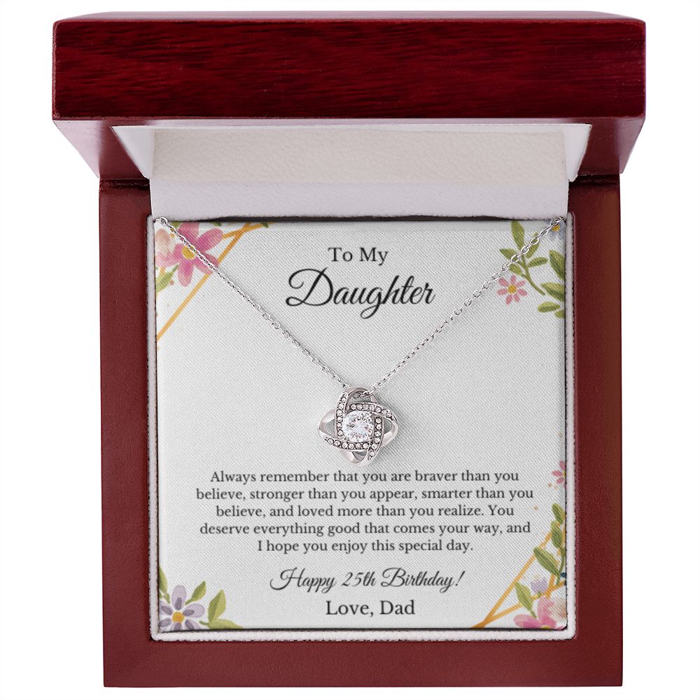 Daughter's 25th Birthday Necklace Gift With Message Card, To My Daughter 25th Birthday Gift From Dad
