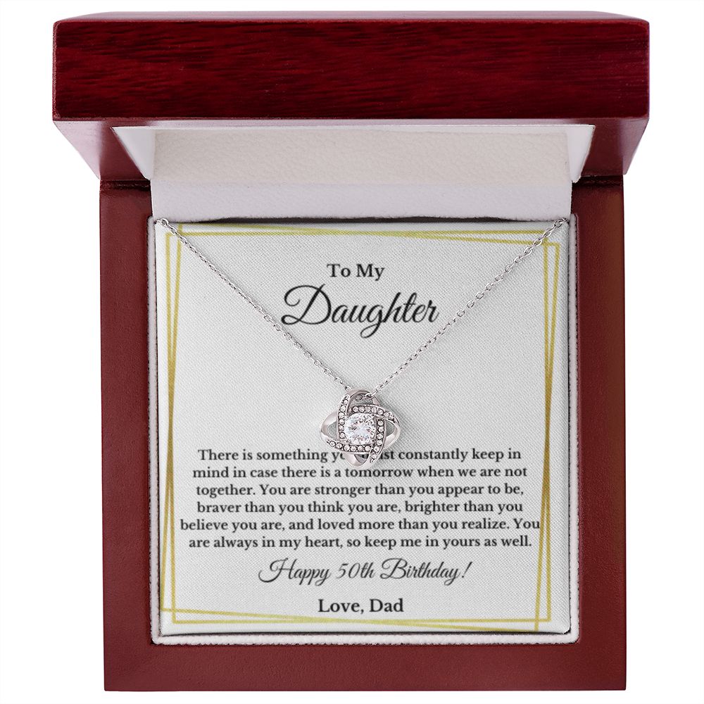 Daughter's 50th Birthday Necklace Gift With Message Card, To My Daughter 50th Birthday Gift From Dad