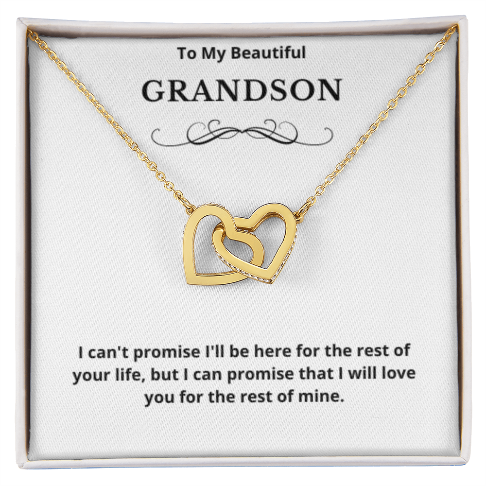 To Grandson Interlocking Hearts Necklace, Present For Grandson Birthday/Christmas Gifts For Grandson Jewelry Grandson Wedding Day Gifts