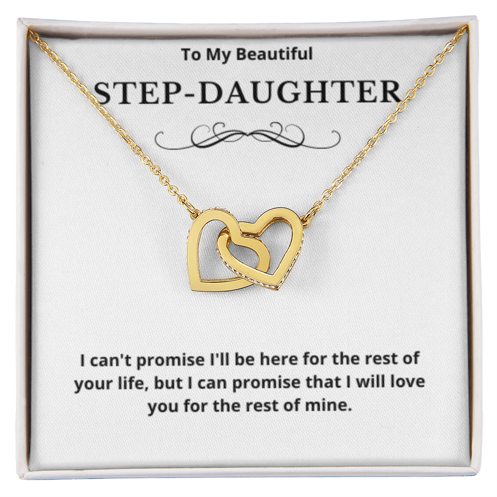 To Step-Daughter Interlocked Hearts Necklace, Present For Bonus Daughter Birthday/Christmas Gifts. Necklace Step-Daughter Jewelry