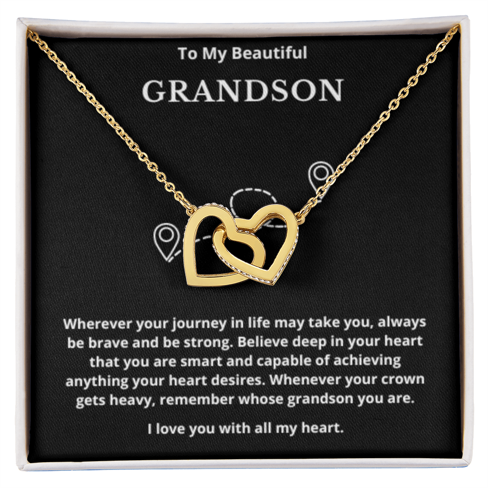To Grandson Interlocking Hearts Necklace, Present For Grandson Birthday/Christmas Gifts For Grandson Jewelry Grandson Wedding Day Gifts