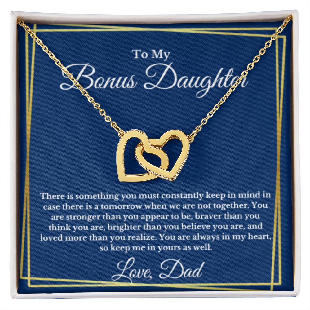 To My Bonus Daughter Necklace, Father Step Daughter Necklace, Birthday, Gifts to Bonus Daughter, Message Card Necklace