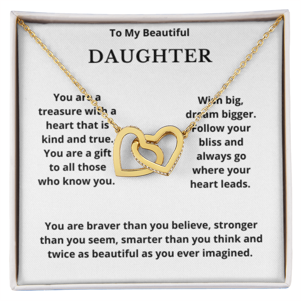 To Daughter Interlocked Hearts Necklace, Present For Daughter Birthday/Christmas Gifts. Necklace Daughter Jewelry