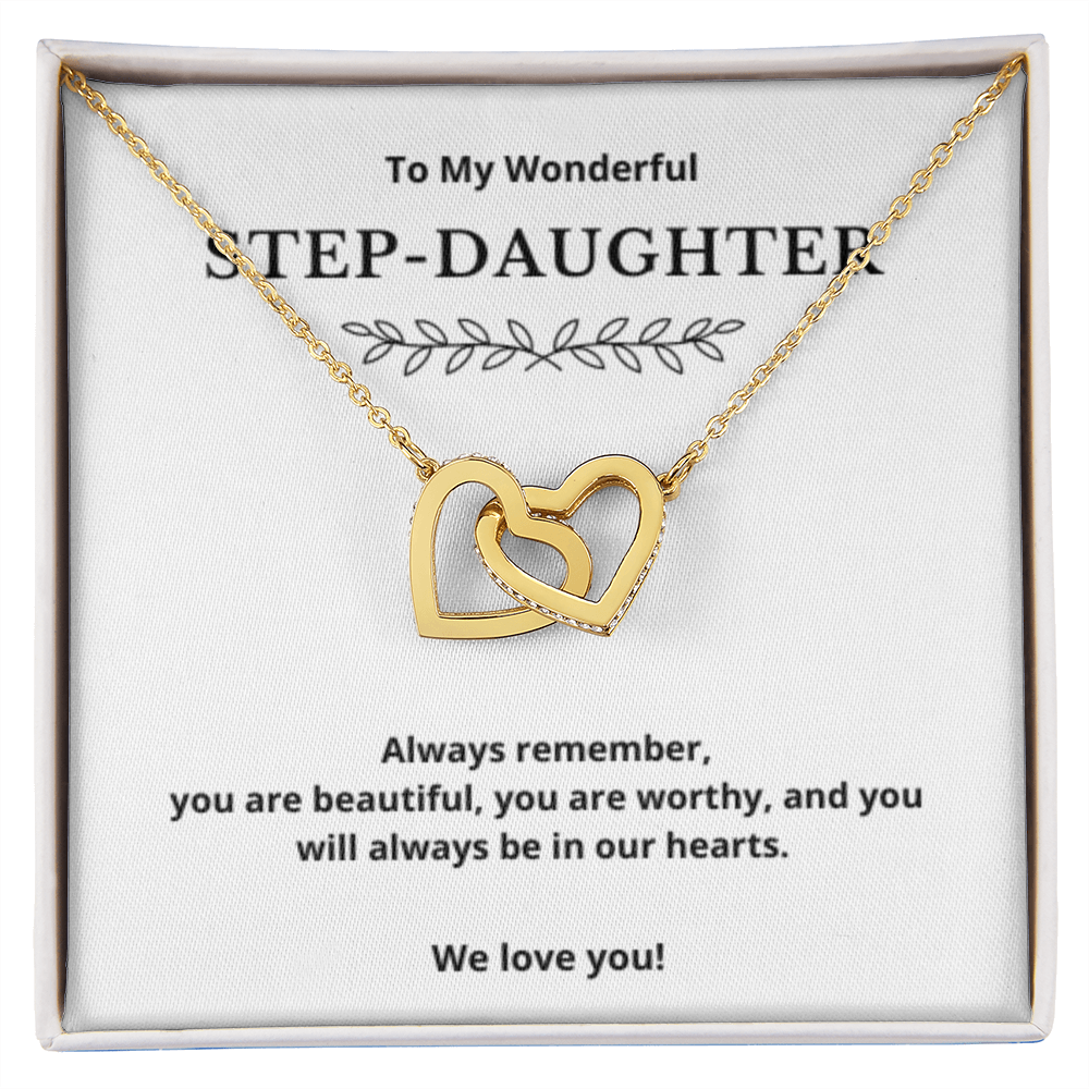 To Step-Daughter Interlocked Hearts Necklace, Present For Bonus Daughter Birthday/Christmas Gifts. Necklace Step-Daughter Jewelry