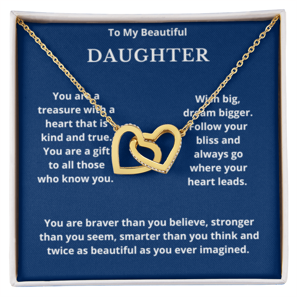 To Daughter Interlocked Hearts Necklace, Present For Daughter Birthday/Christmas Gifts. Necklace Daughter Jewelry