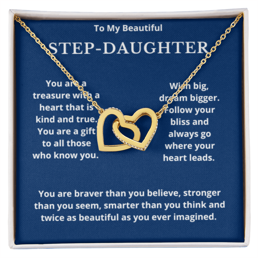 To Step-Daughter Interlocked Hearts Necklace, Present For Bonus Daughter Birthday/Christmas Gifts. Necklace Step-Daughter Jewelry