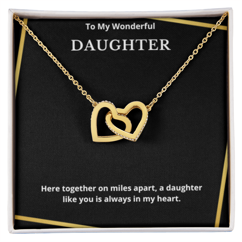 To Daughter Interlocked Hearts Necklace, Present For Daughter Birthday/Christmas Gifts. Necklace Daughter Jewelry