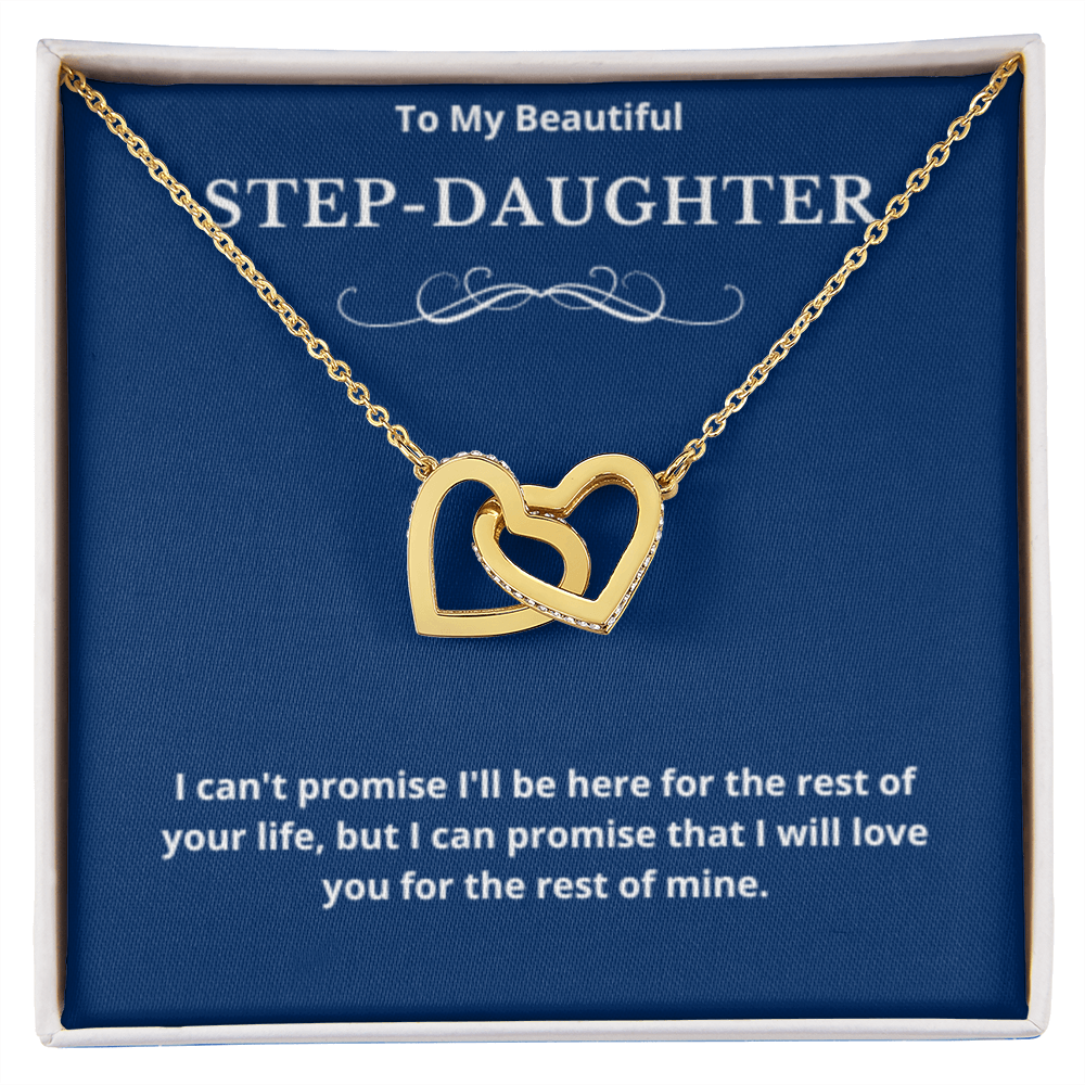 To Step-Daughter Interlocked Hearts Necklace, Present For Bonus Daughter Birthday/Christmas Gifts. Necklace Step-Daughter Jewelry