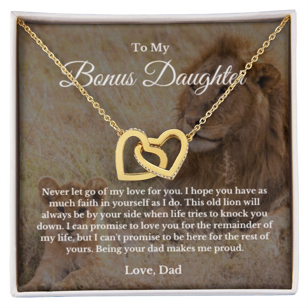 To My Bonus Daughter Necklace, Father Step Daughter Necklace, Birthday, Gifts to Bonus Daughter, Message Card Necklace