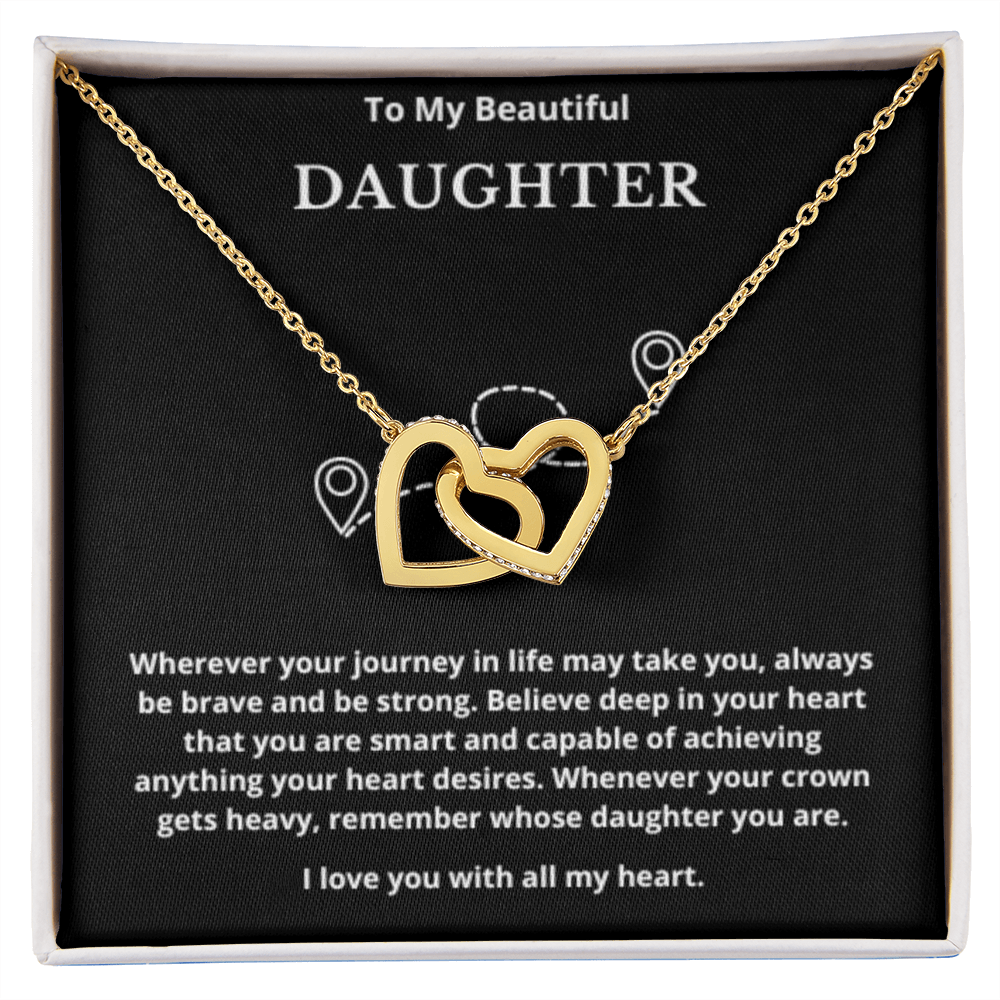 To Daughter Interlocked Hearts Necklace, Present For Daughter Birthday/Christmas Gifts. Necklace Daughter Jewelry