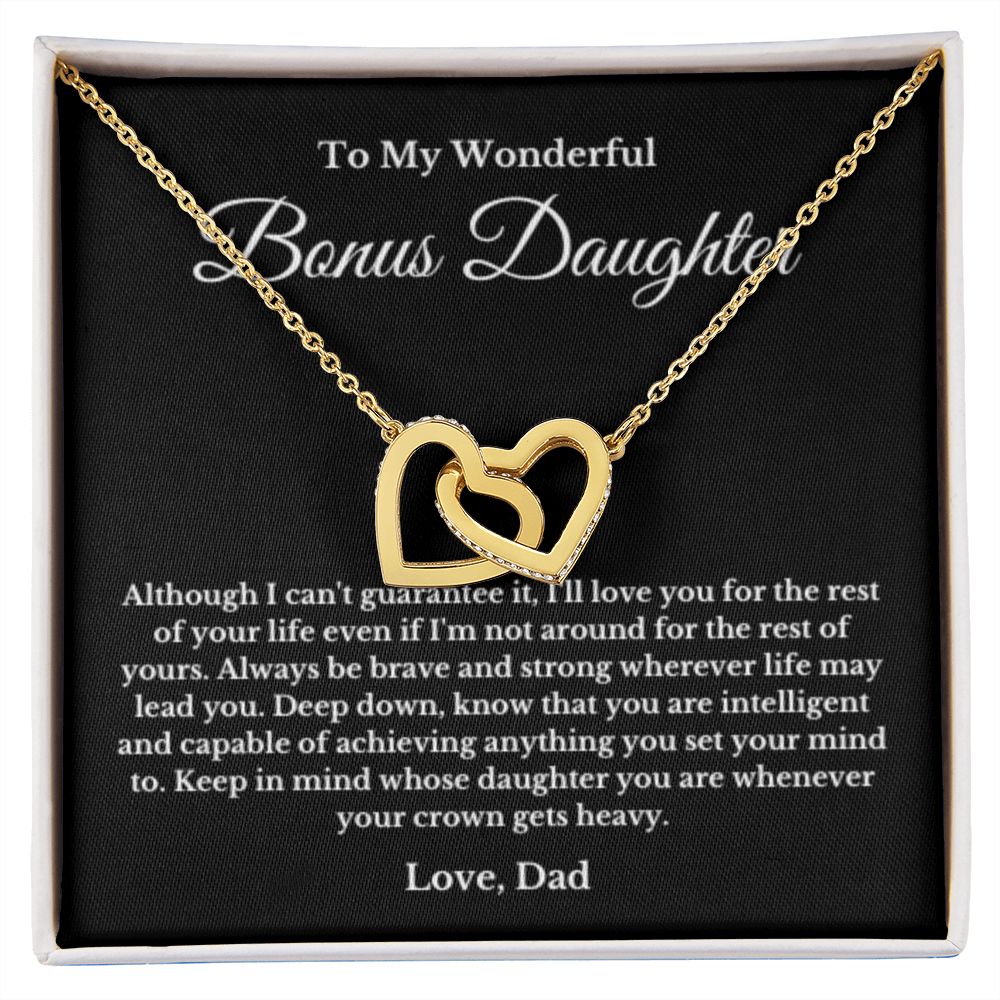 To My Bonus Daughter Necklace, Father Step Daughter Necklace, Birthday, Gifts to Bonus Daughter, Message Card Necklace