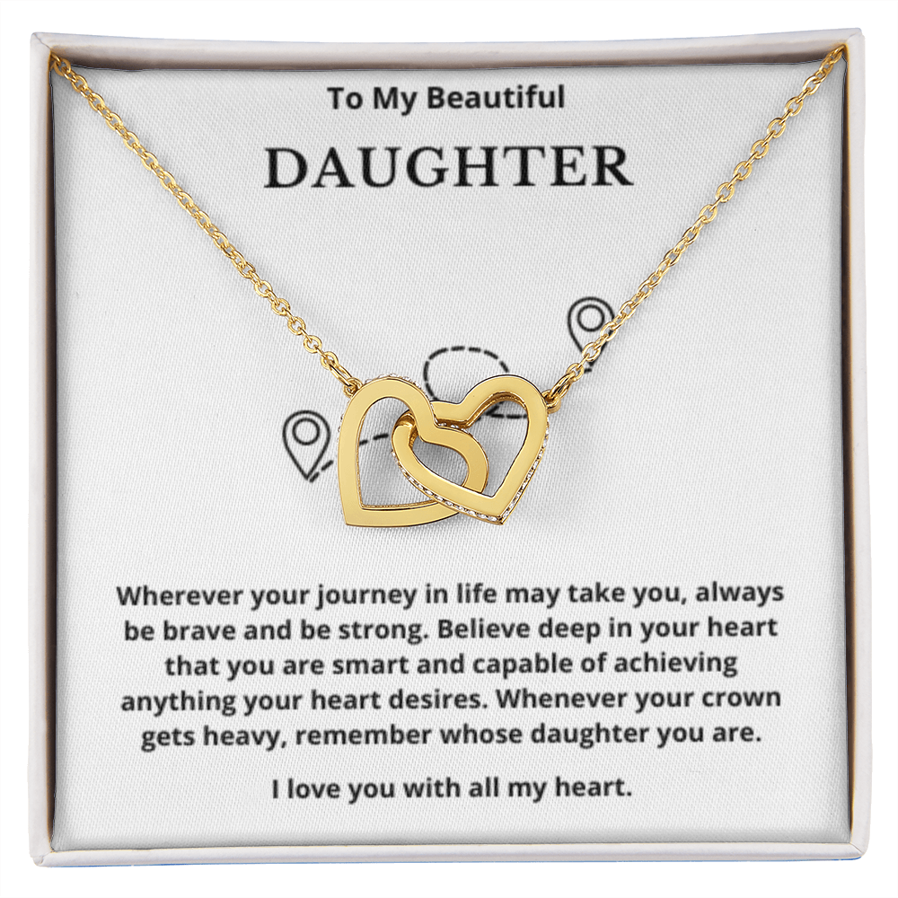 To Daughter Interlocked Hearts Necklace, Present For Daughter Birthday/Christmas Gifts. Necklace Daughter Jewelry