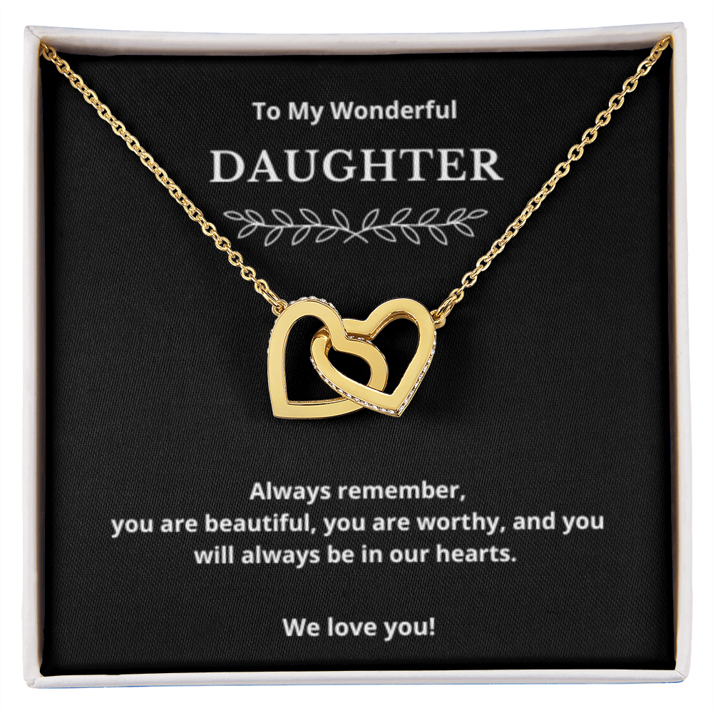 To Daughter Interlocked Hearts Necklace, Present For Daughter Birthday/Christmas Gifts. Necklace Daughter Jewelry