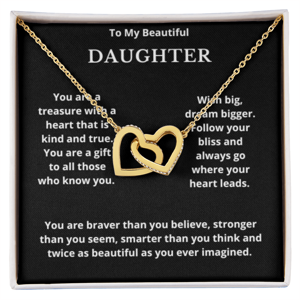 To Daughter Interlocked Hearts Necklace, Present For Daughter Birthday/Christmas Gifts. Necklace Daughter Jewelry