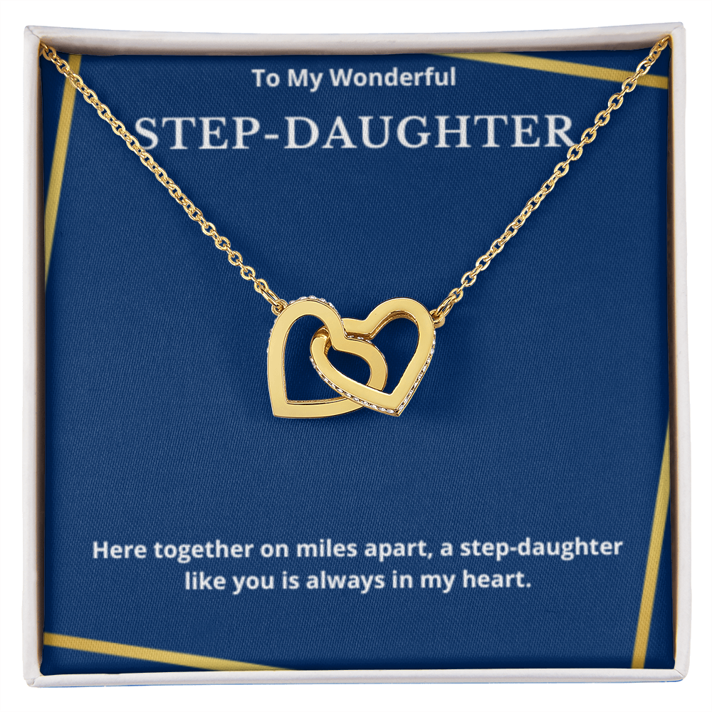 To Step-Daughter Interlocked Hearts Necklace, Present For Bonus Daughter Birthday/Christmas Gifts. Necklace Step-Daughter Jewelry