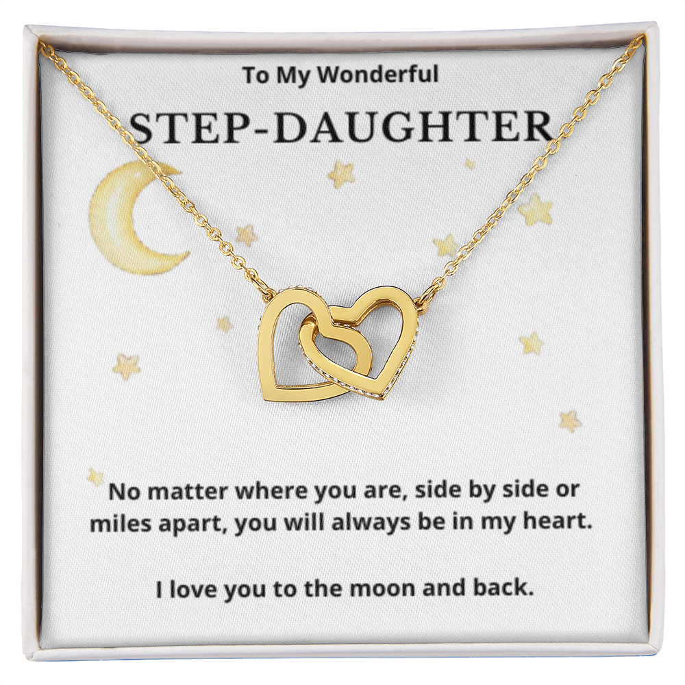 To Step-Daughter Interlocked Hearts Necklace, Present For Bonus Daughter Birthday/Christmas Gifts. Necklace Step-Daughter Jewelry