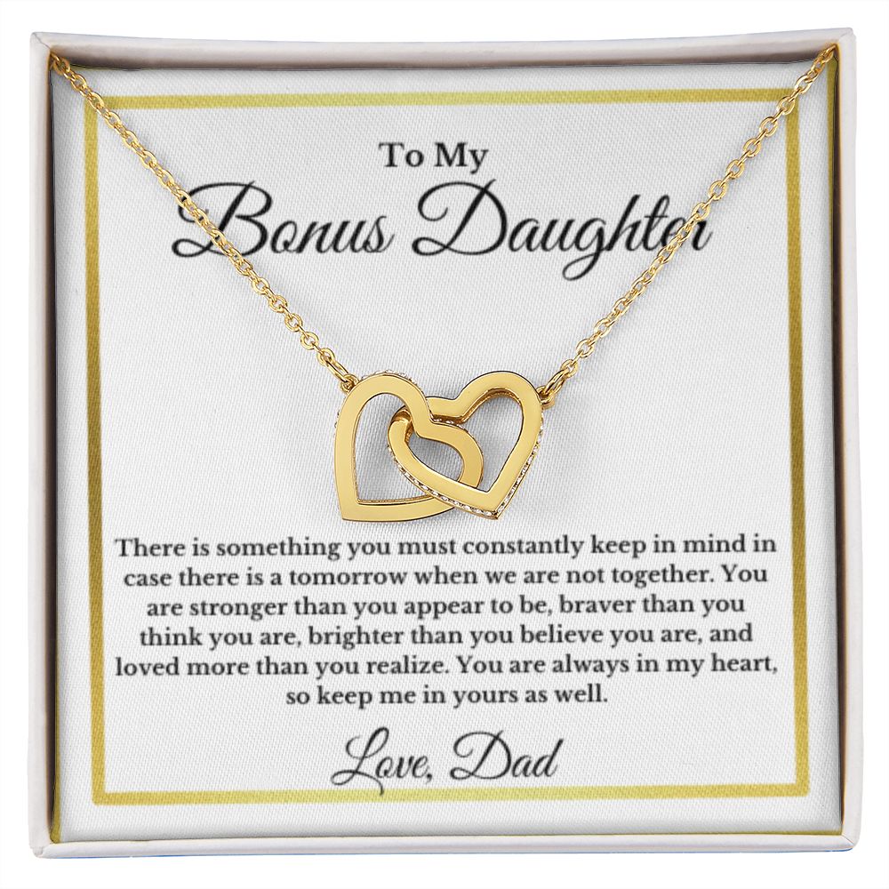 To My Bonus Daughter Necklace, Father Step Daughter Necklace, Birthday, Gifts to Bonus Daughter, Message Card Necklace