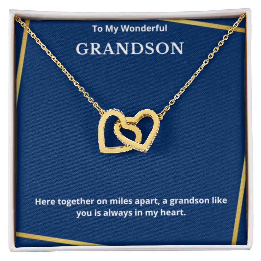To Grandson Interlocking Hearts Necklace, Present For Grandson Birthday/Christmas Gifts For Grandson Jewelry Grandson Wedding Day Gifts