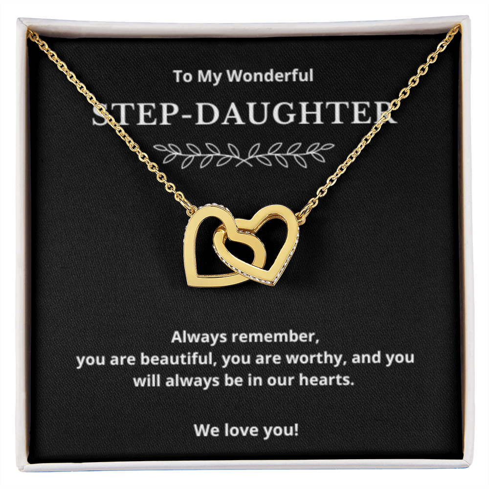 To Step-Daughter Interlocked Hearts Necklace, Present For Bonus Daughter Birthday/Christmas Gifts. Necklace Step-Daughter Jewelry