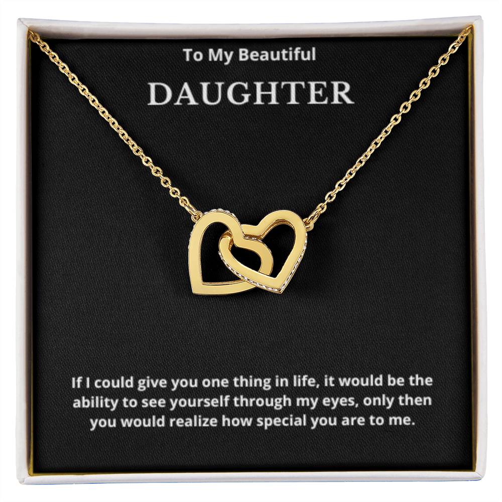 To My Beautiful Daughter Interlocking Hearts Necklace, Gift For Daughter From Mom, Daughter's Birthday, Daughter's Graduation, Jewelry