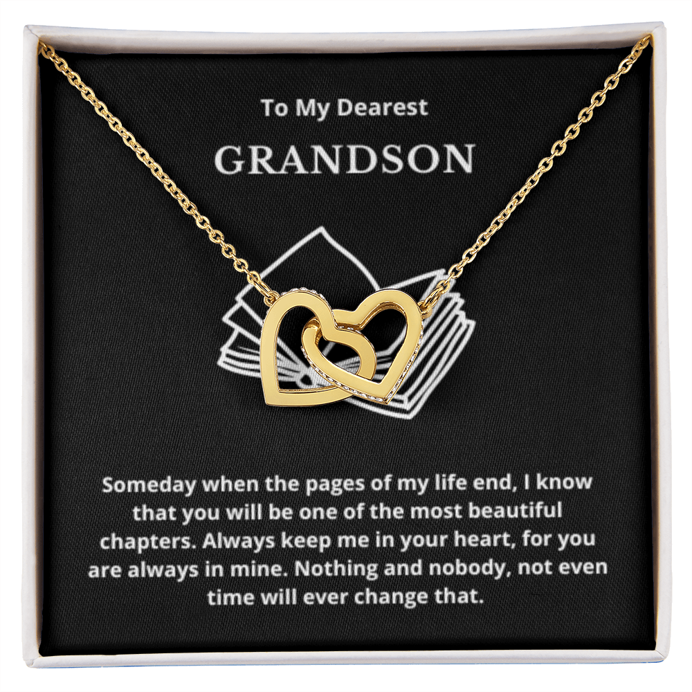 To Grandson Interlocking Hearts Necklace, Present For Grandson Birthday/Christmas Gifts For Grandson Jewelry Grandson Wedding Day Gifts