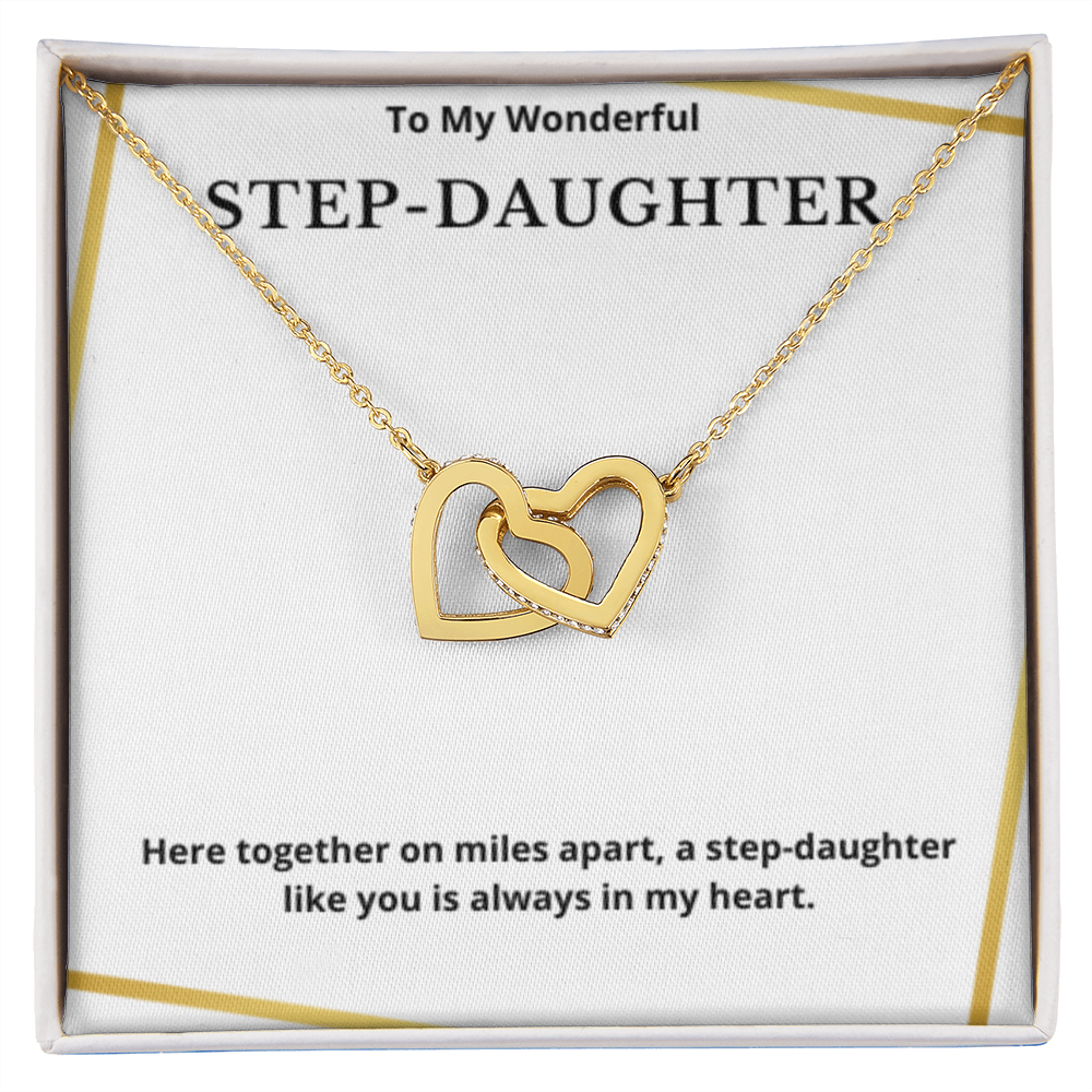 To Step-Daughter Interlocked Hearts Necklace, Present For Bonus Daughter Birthday/Christmas Gifts. Necklace Step-Daughter Jewelry
