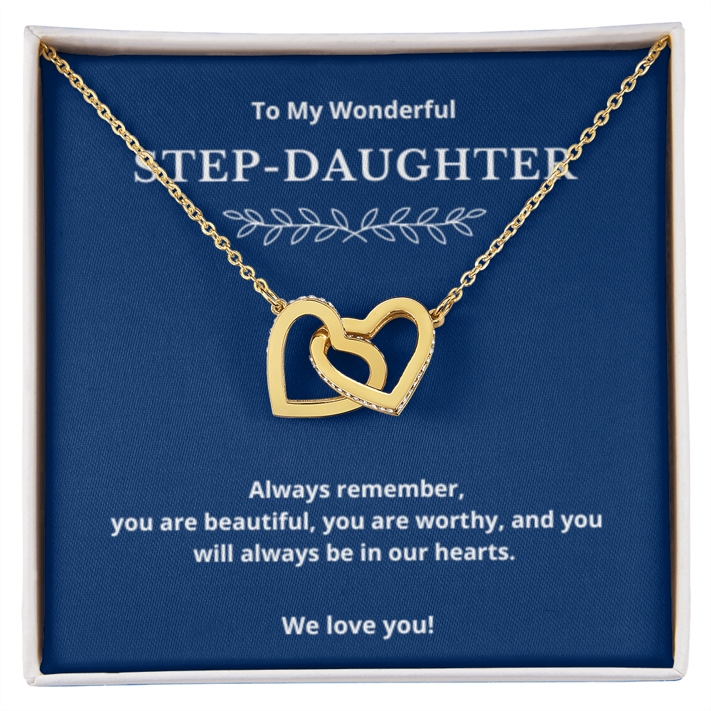 To Step-Daughter Interlocked Hearts Necklace, Present For Bonus Daughter Birthday/Christmas Gifts. Necklace Step-Daughter Jewelry