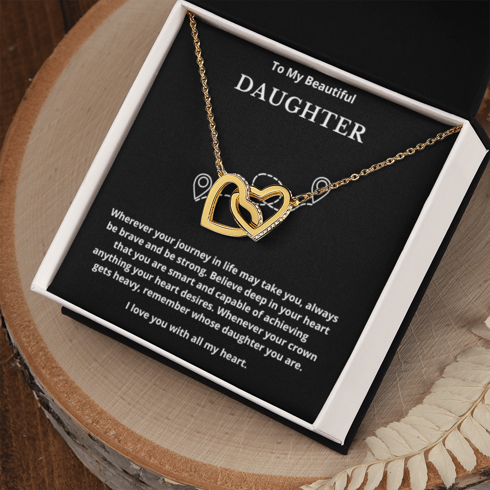 To Daughter Interlocked Hearts Necklace, Present For Daughter Birthday/Christmas Gifts. Necklace Daughter Jewelry